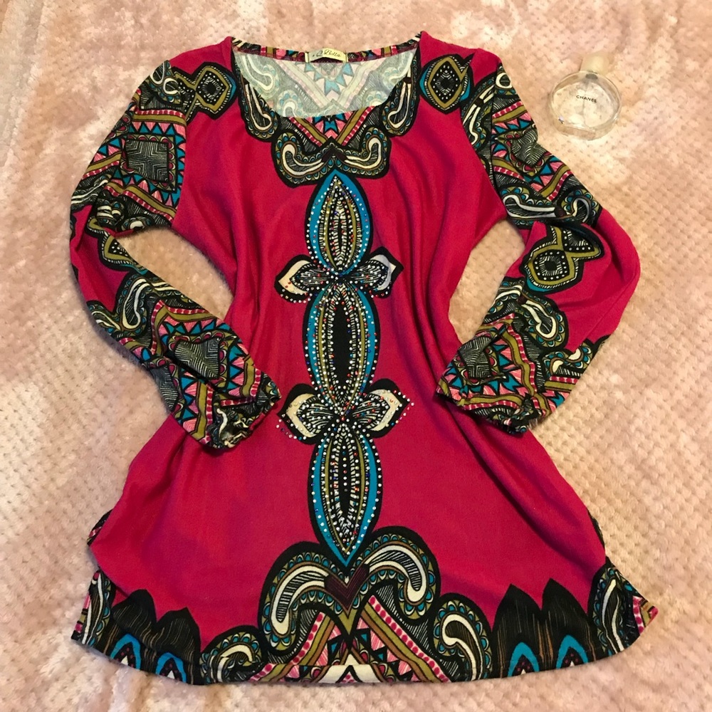 Magenta Pink Dress with sparkling accent